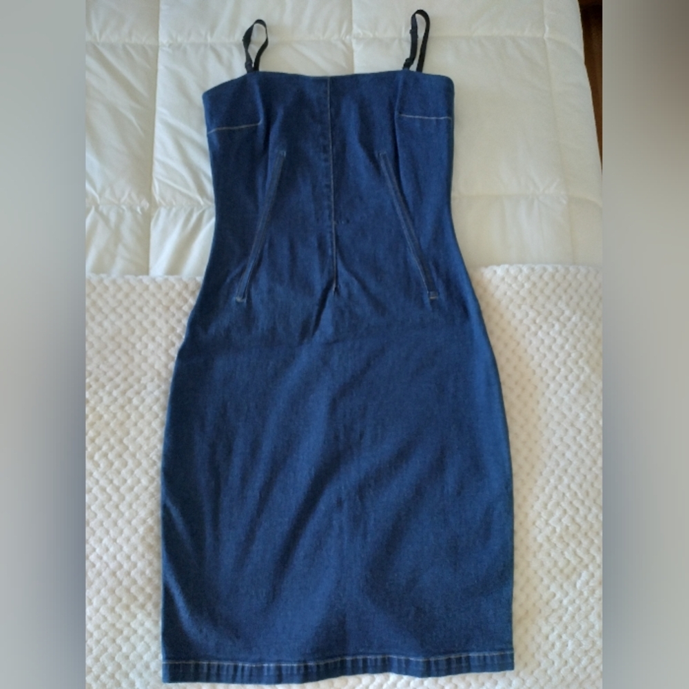 Stretchy denim corset dress
